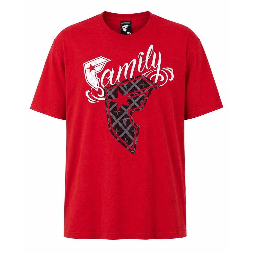 Famous Stars and Straps Family Logo Graphic T-Shirt Men's 2XL Red Streetwear.